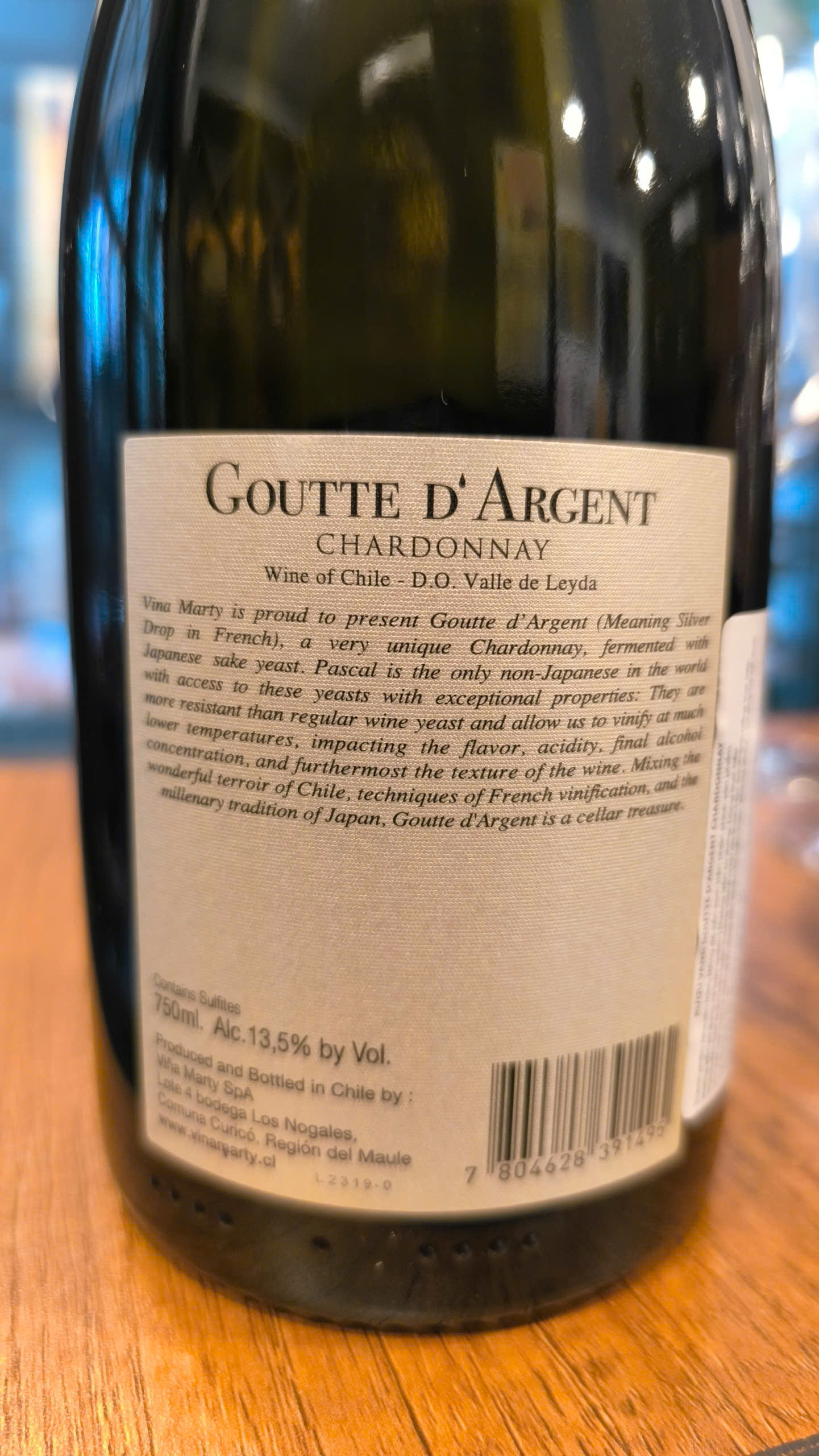 Goutte D'Argent Chardonnay - Back Label