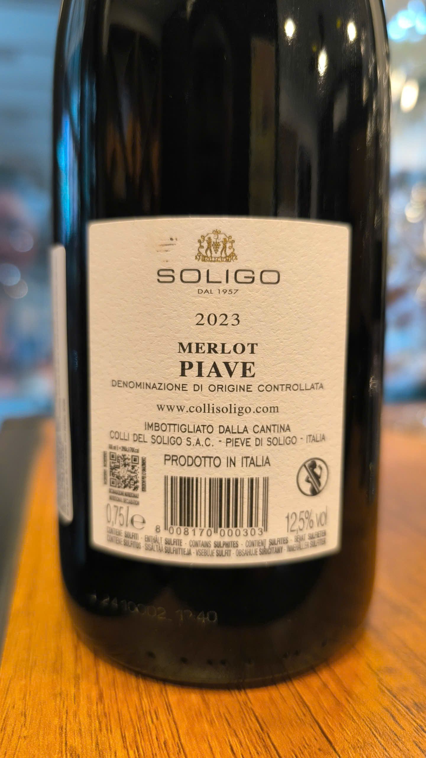 Soligo Merlot Piave - Back Label