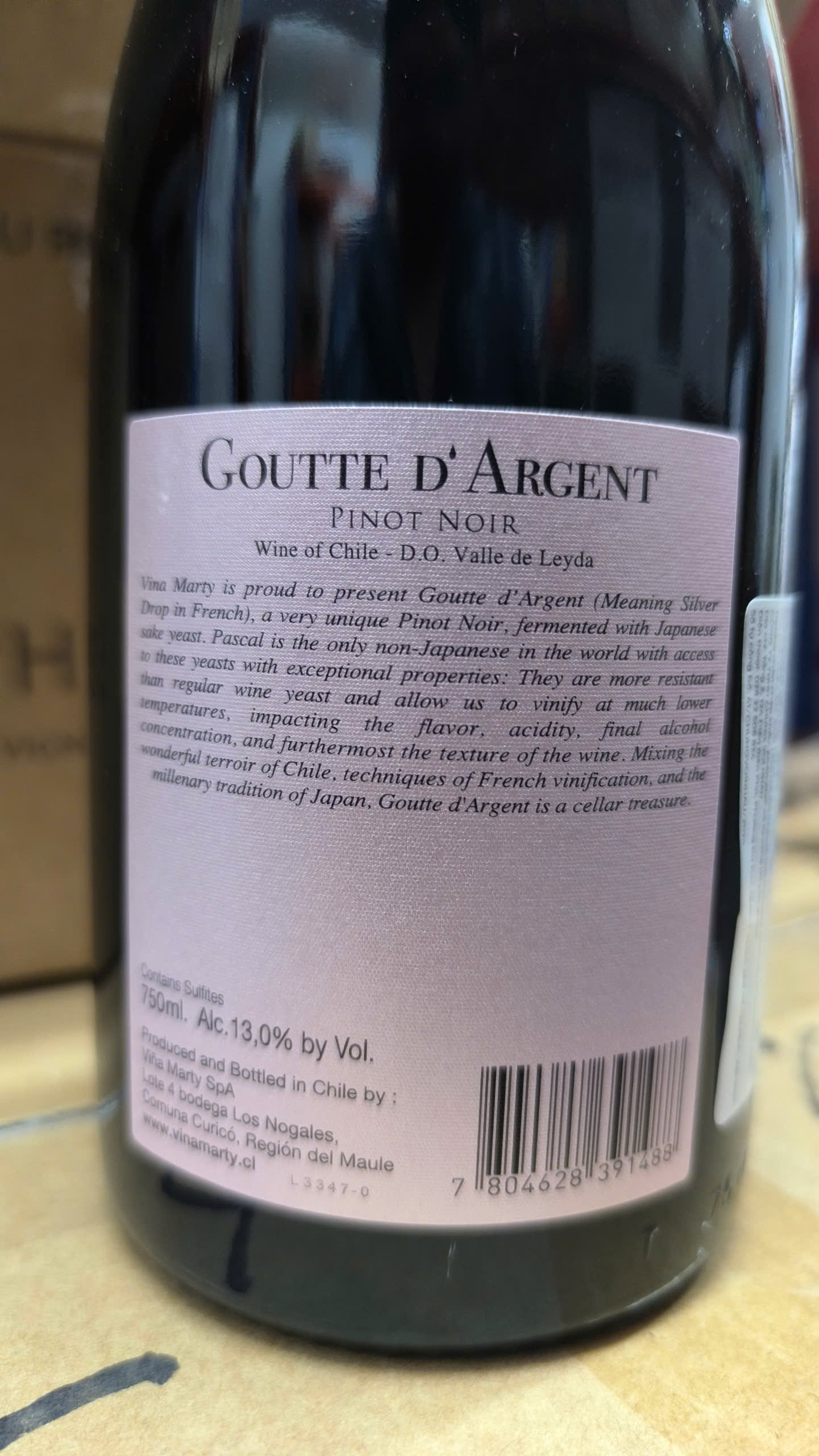 Goutte D'Argent Pinot Noir - Back Label