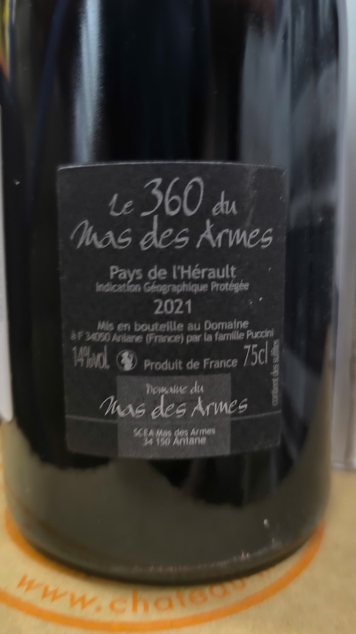 360 Mas Des Armes red - back label